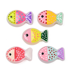 (52) Непрозрачная лаванда Выпечка окрашенные стеклянные бусины, рыба, с эмалью, разноцветные, 20x13x5.5 мм, отверстие : 1.4 мм