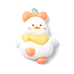 Утка Подвески из смолы, с железной фурнитурой, утка, 30.5x21x7 мм, отверстие : 2 мм