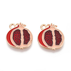 Другие Подвески с эмалью из фруктового сплава, золотой свет, гуайява, 17x15.2x1 мм, отверстие : 1.8 мм