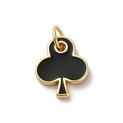 Черный Латунь эмаль прелести, клубный шарм, с целью перехода в кольце, без кадмия и без свинца, стойки покрытие, долговечный, реальный 18 k позолоченный, чёрные, 14.5x12x2 мм, отверстие : 3.5 мм