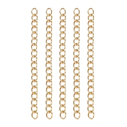 Настоящее золото 18K Ионное покрытие (ip) 304 удлинители цепи из нержавеющей стали, пайки, реальный 18 k позолоченный, 47~53x3 мм