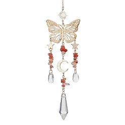 Cornaline Cornaline avec décorations pendantes en verre, de trouver des alliés, papillon, 255~257mm
