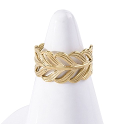 Настоящее золото 18K 304 открытая манжета из нержавеющей стали для женщин, лист, реальный 18 k позолоченный, 11 мм, регулируемый