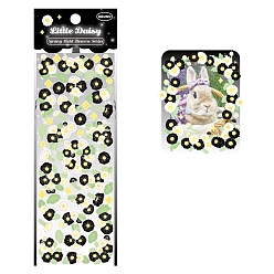 Черный Цветы с кроликами бумажная наклейка, самослипание, для бутылок с водой ноутбук телефон украшение для скейтборда, чёрные, 182x59 мм