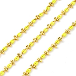 Зелено-Желтый Звенья латунной эмали, с катушкой, долговечный, пайки, без свинца и без кадмия, зеленый желтый, Коннекторы : 9x4.5x2 мм