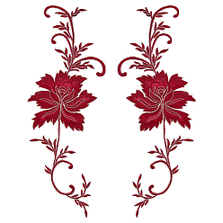 (123L) Белый крем непрозрачный блеск Аксессуары для вышивки пиона из полиэстера, аппликация патч, украшение для шитья в китайском стиле cheongsam, огнеупорный кирпич, 460x155x1 мм