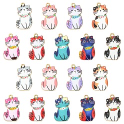 (52) Непрозрачная лаванда 45 шт 9 цвета сплава эмалевые подвески, подвески в форме кошки, золотые, разноцветные, 25x16.5x1.5 мм, отверстие : 1.5 мм, 5 шт / цвет