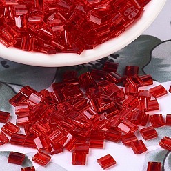 (TL140) Прозрачный Красный Оранжевый Миюки тила бусины, японский бисер, 2-луночное, (TL 140) прозрачный красный оранжевый, 5x5x1.9 мм, отверстие : 0.8 мм, о 118шт / бутылка, 10 г / бутылка