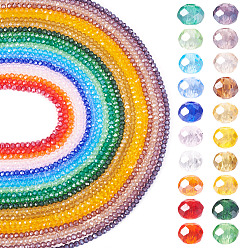 (52) Непрозрачная лаванда 20 пряди 20 цвета гальванических стеклянных бусин пряди, гальваническое покрытие, граненые, рондель, разноцветные, 2.9~3.3x2 мм, отверстие : 0.8 мм, 1 прядь / цвет