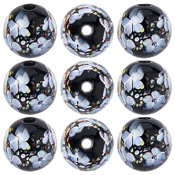 Васильковый 10 шт. бусин ручной работы с внутренними цветами в виде лампворка, круглые, васильковый, 19~20 мм, отверстие : 2.5 мм