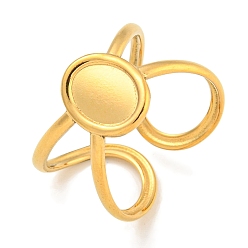 Настоящее золото 18K Ионное покрытие (IP) 304 компоненты овального кольца манжеты из нержавеющей стали, настройка кольца колодки, реальный 18 k позолоченный, лоток : 8x6 мм, регулируемый