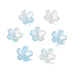 Светло-голубой Акриловый шарик крышки, цветок, светло-голубой, 11x11.5x2 мм, отверстие : 1.5 мм
