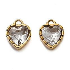 Прозрачный 304 подвески из нержавеющей стали, с кубического циркония, сердце, прозрачные, 6.5x5.5x3.5 мм, отверстие : 1 мм