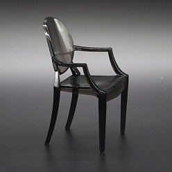 Черный Пластиковый стул микро-ландшафт кукольный домик аксессуары, притворяясь опорными украшениями, чёрные, 90x80x160 мм