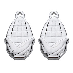 Corn Подвески из нержавеющей стали, не тускнеющие, цвет нержавеющей стали, кукуруза, 18x10 мм, 10 шт / комплект