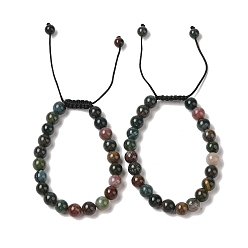 (RRHB277) Кристалл на подкладке из медово-бежевого цвета 8круглые браслеты из плетеных бусин из натурального индийского агата мм, регулируемые браслеты из нейлонового шнура для женщин и мужчин, внутренний диаметр: 1-7/8~2-7/8 дюйм (4.9~7.3 см)