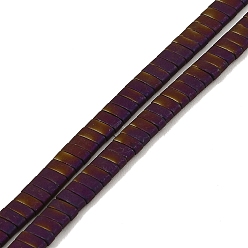 Purple Plated Electroplated Frosted Non-magnetic Synthetic Hematite Beads Strands, Rectangle, 2-Hole, Purple Plated, 5x2x2mm, Hole: 0.8mm, about 193pcs/strand, 8.27 inch(21cm)