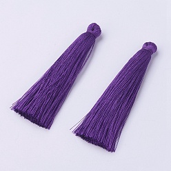 Индиго Нейлоновые кисточки большие подвески, индиговые, 65x5~6 мм