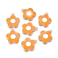 Orange Pendentifs en émail , tournesol, orange, 22x19.5x2.5mm, Trou: 1.8mm