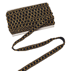 Черный 10m полиэстеровая золотая металлическая кружевная лента, для штор, украшение одежды, чёрные, 1/2 дюйм (13 мм), около 10.94 ярдов (10 м) / карту