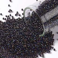 (251) Inside Color Luster Light Amethyst/Jet Lined TOHO Round Seed Beads, Japanese Seed Beads, (251) Inside Color Luster Light Amethyst/Jet Lined, 15/0, 1.5mm, Hole: 0.7mm, about 15000pcs/50g