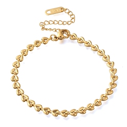 Настоящее золото 18K Ионное покрытие (IP) 304 браслеты в форме сердца из нержавеющей стали для женщин, реальный 18 k позолоченный, 6-1/2 дюйм (16.4 см)