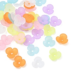 Couleur Mélangete 3 - tampons transparents en caoutchouc acrylique transparent, givré, fleur, couleur mixte, 9.5x9.5x3mm, Trou: 1.3mm