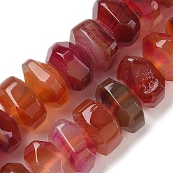 Коричневый Природный агат бисер нитей, окрашенная и подогревом, граненые, рондель, коричневые, 15~17x15~17x9~11 мм, отверстие : 1.2 мм, около 19~21 шт / нитка, 6.89''~7.48'' (17.5~19 см)