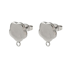 Нержавеющая Сталь Цвет 304 Выводы серьги из нержавеющей стали шпилька, цветок, цвет нержавеющей стали, 15x12 мм, отверстие : 1.8 мм, штифты : 0.8 мм