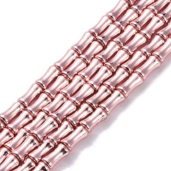 Pale Violet Red Electroplate Glass Beads Strands, Bamboo, Pale Violet Red, 8x4.5mm, Hole: 0.8mm, about 50pcs/strand, 15.75''(40cm)