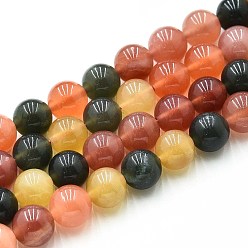 (52) Непрозрачная лаванда Природного кварца нитей бисера, окрашенные, круглые, имитации агата, разноцветные, 10~10.5 мм, отверстие : 1~1.2 мм, около 37~38 шт / нитка, 14.76~15.16 дюйм (37.5~38.5 см)