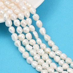 Льняное Полотно Нити из натурального культивированного пресноводного жемчуга, двух сторон полированной, класс 2, белье, 8~9 мм, отверстие : 0.8 мм, около 33~37 шт / нитка, 13.90~14.25'' (35.3~36.2 см)