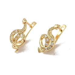 Light Gold Brass Micro Pave Cubic Zirconia Hoop Earring, Light Gold, 22.5x11mm