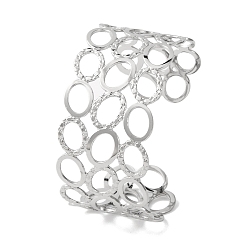 Нержавеющая Сталь Цвет Овальные 304 браслеты-манжеты из нержавеющей стали для женщин, цвет нержавеющей стали, внутренний диаметр: 2-1/8x2-1/2 дюйм (5.4x6.4 см)