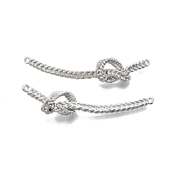 Real Platinum Plated Brass Connector Charms, Nickel Free, Knot, Real Platinum Plated, 49x9.5x6mm, Hole: 1.2mm