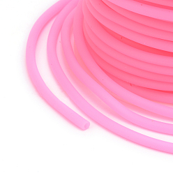 Hot Pink Hollow Pipe PVC Tubular Synthetic Rubber Cord, Wrapped Around White Plastic Spool, Hot Pink, 3mm, Hole: 1.5mm, about 27.34 yards(25m)/roll