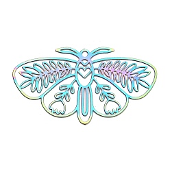 Rainbow Color 201 подвески из нержавеющей стали, гравированные металлические украшения, очарование бабочки, Радуга цветов, 23.5x42.5x0.3 мм, отверстие : 1.6 мм