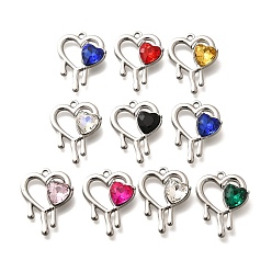 (52) Непрозрачная лаванда 304 подвески из нержавеющей стали, со стразами, цвет нержавеющей стали, сердце, разноцветные, 25.5x19.5x5.5 мм, отверстие : 2 мм