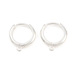 Серебро 925 Застежка для круглых сережек-колец из стерлингового серебра, с петлей, серебряные, 15x13x2.5 мм, отверстие : 1.2 мм, штифты : 1 мм