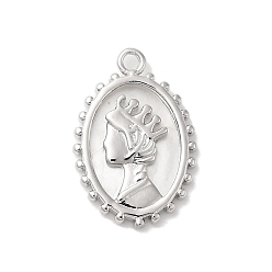 Платинированный Подвески из латунных ракушек, овал с королевскими подвесками, Реальная платина, 19.5x13x2~2.5 мм, отверстие : 1.5~1.6 мм