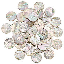 Mixed Color 50Pcs 2-Hole Shell Buttons, Flat Round, Mixed Color, 25~25.5x2~3mm, Hole: 2.5mm