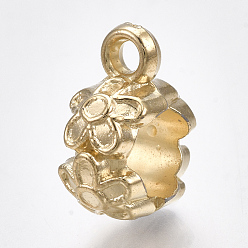 Light Gold CCB Plastic Tube Bails, Loop Bails, Flower, Light Gold, 14.5x7x11mm, Hole: 2mm
