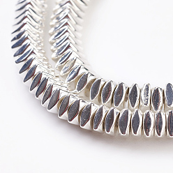 Silver Plated Electroplated Non-magnetic Synthetic Hematite Beads Strands, Grade AAA, Square, Silver Plated, 4x4x2mm, Hole: 1mm, about 202pcs/strand, 15.9 inch(40.5cm)