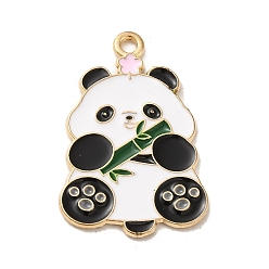 Белый Подвески из эмали и сплава, золотой свет, очарование панды, белые, 30x20x1 мм, отверстие : 2 мм