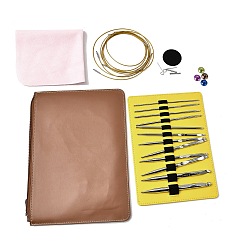 (52) Непрозрачная лаванда Набор инструментов для ручного вязания своими руками для начинающих, с футляром для хранения, набор алюминиевых крючков для вязания, стальной проволоки, разноцветные, 20.7x29.2x1.4 см
