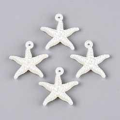 Кремово-белый Абс пластмассовые жемчужные подвески, морская звезда, кремово-белые, 29x28.5x7 мм, отверстие : 1.6 мм, Около 384 шт / 500 г