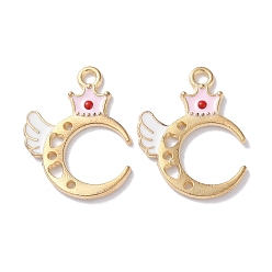Луна Подвески из эмали и сплава, золотые, луна, 23x17x1 мм, отверстие : 1.8 мм