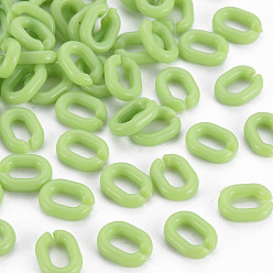 Light Green Opaque Acrylic Linking Rings, Quick Link Connectors, For Jewelry Chains Making, Oval, Light Green, 10x7.5x2.5mm, Hole: 3x5.5mm