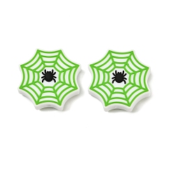 Зеленый Силиконовые бусины, фокусные бусы, паутины, зелёные, 27x27x8 мм, отверстие : 3 мм