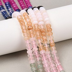 Смешанные камни Бусины из стекла цвета арбуза, натуральной брекчированной яшмы, окрашенного белого нефрита, розового кварца и агата., рондель, разноцветные, 6x4 мм, отверстие : 1 мм, около 95 шт / нитка, 15.31'' (38.9 см)